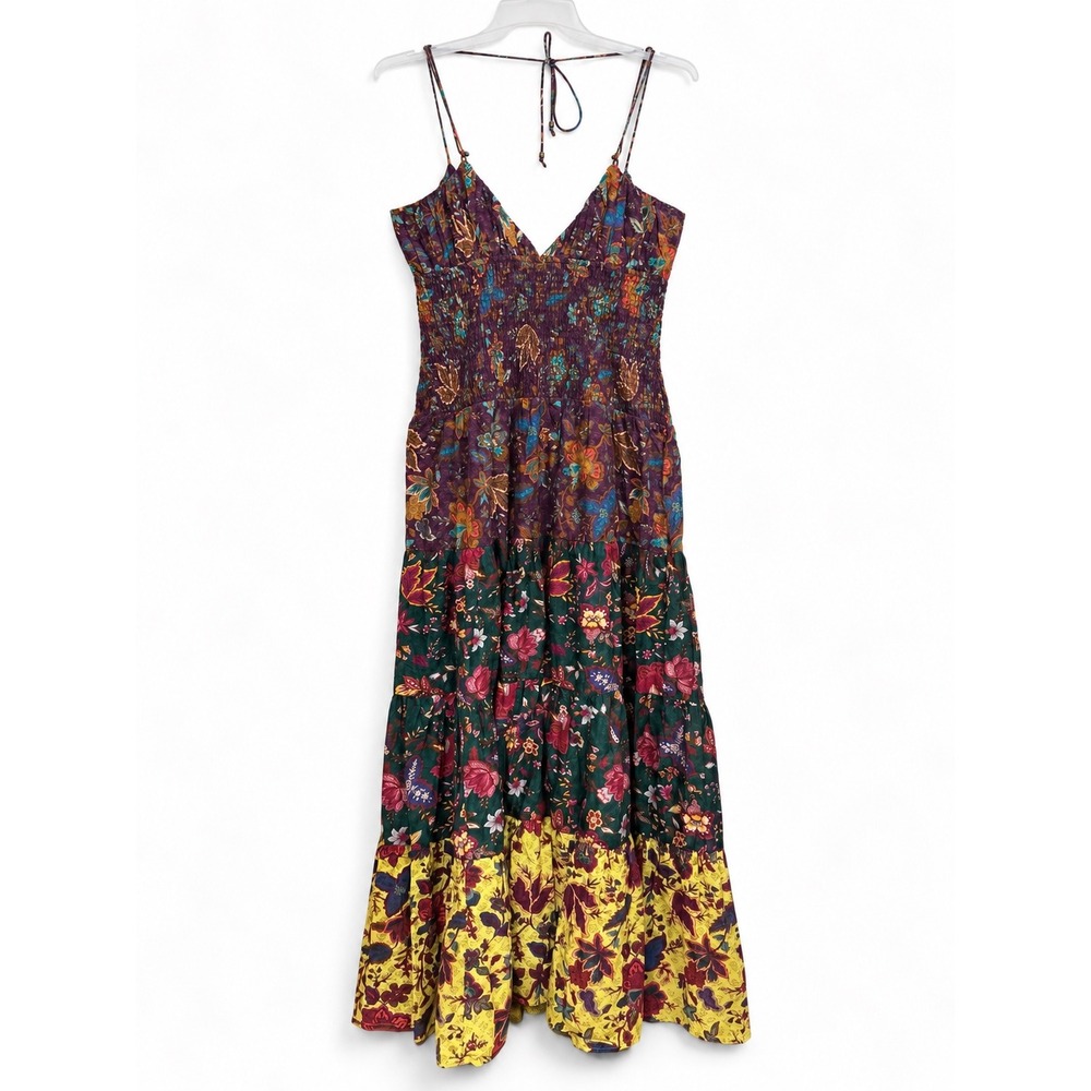 Anthropologie Josephine Dress L NWT Smocked Drop Waist Floral Maxi Boho